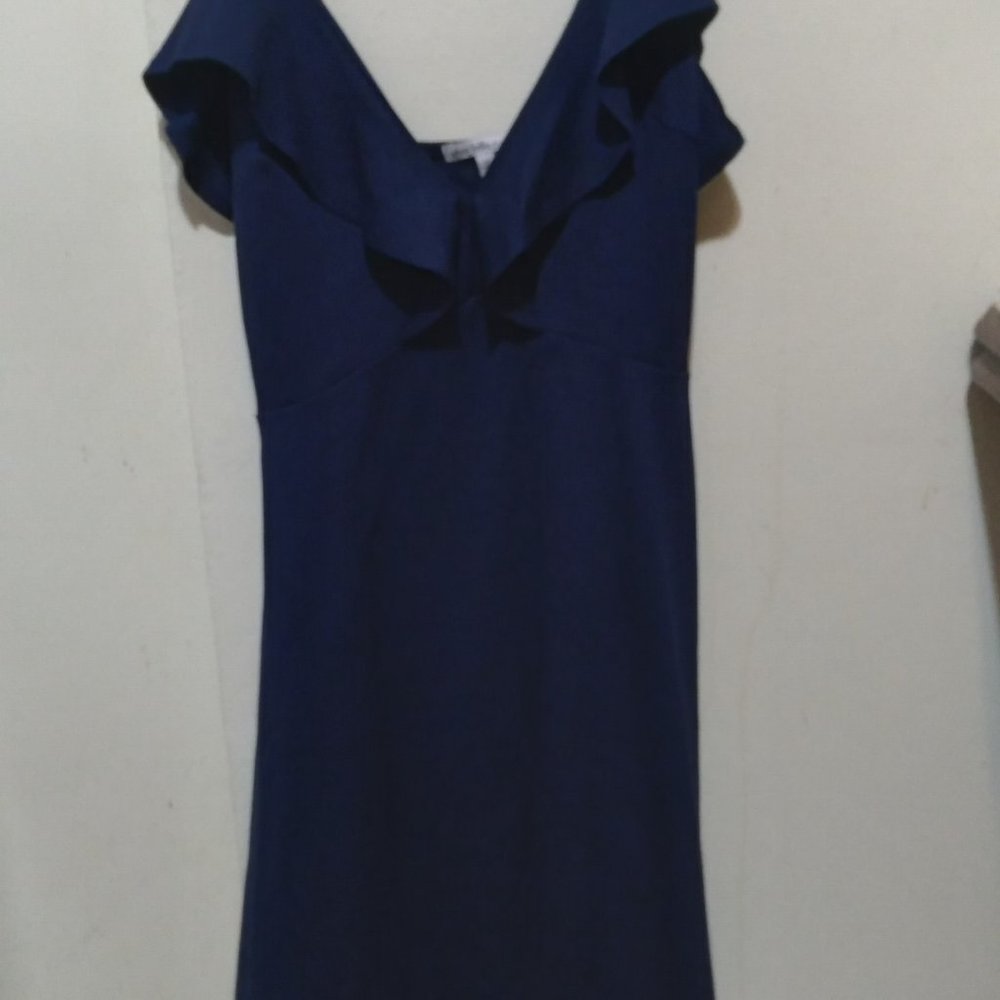 NAVY BLUE RUFFLED DRESS SPAGHETTI STRAPS CHARLOTTE RUSSE SIZE MEDIUM NEW